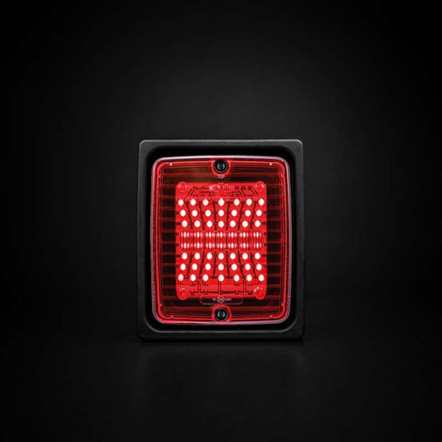 Fanale posteriore a LED IZE, lente rossa, quadrato