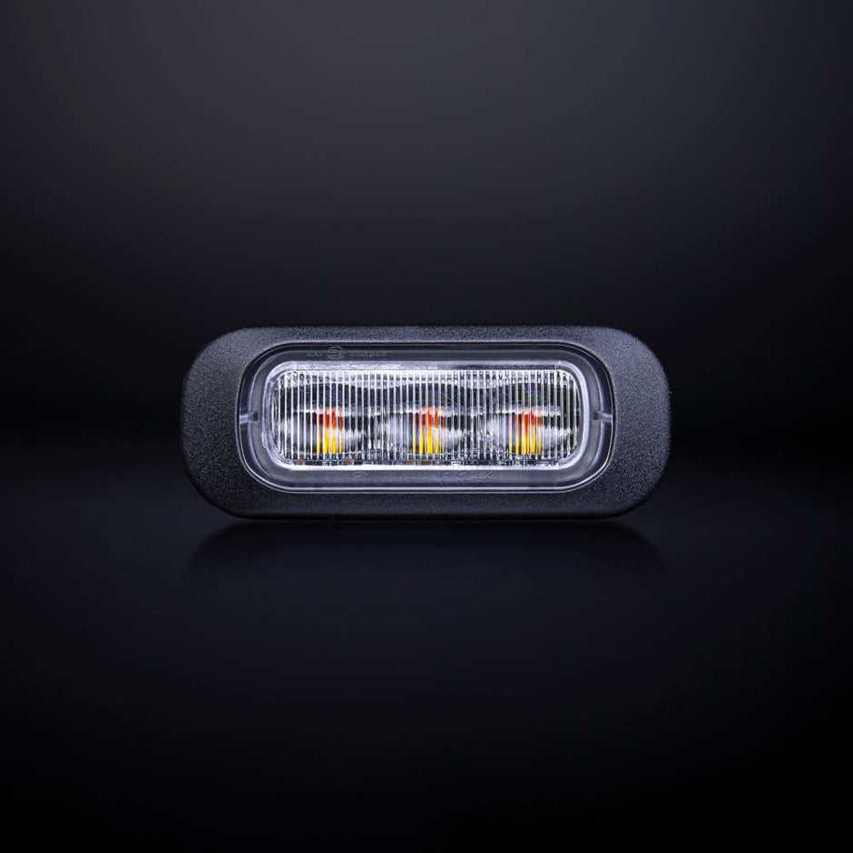 Dark Knight Directional Warning Light Amber 3 LED Clear Glass