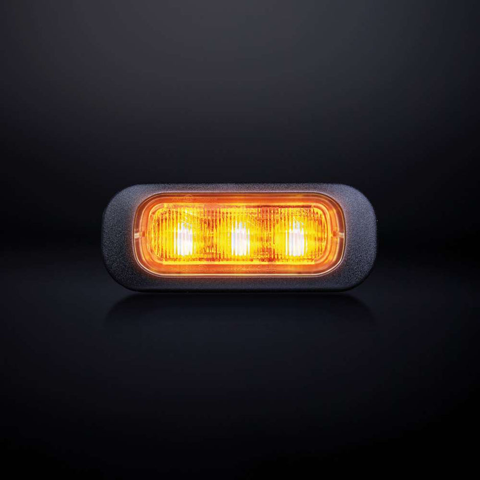 Dark Knight Directional Warning Light Amber 3 LED Clear Glass