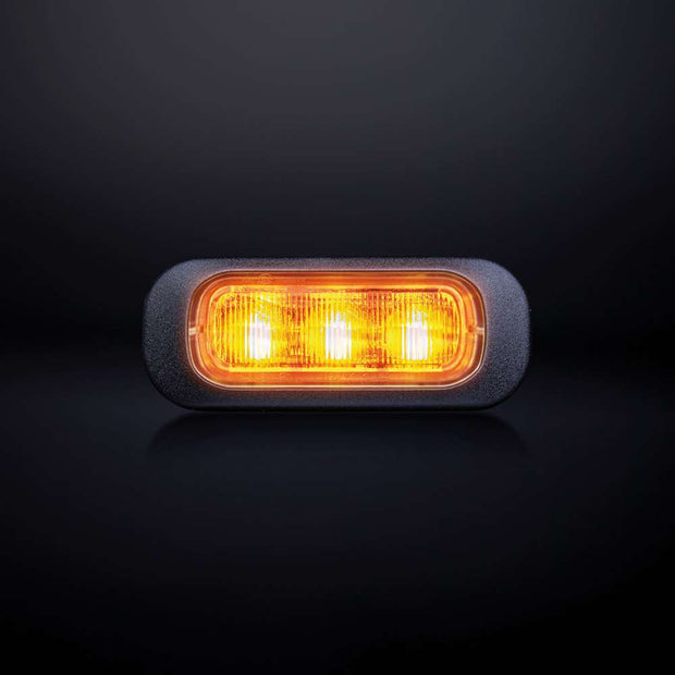 Dark Knight Directional Warning Light Amber 3 LED Clear Glass