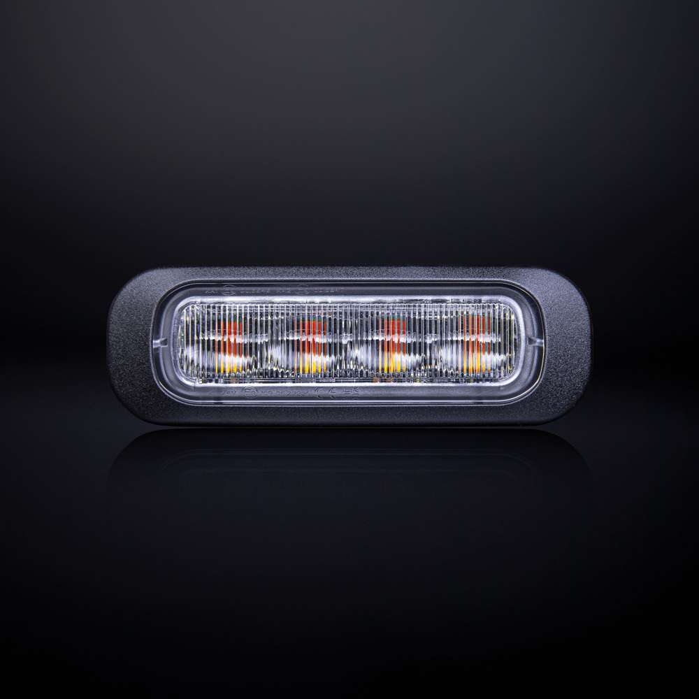 Dark Knight Directional Warning Light Amber 3 LED Clear Glass