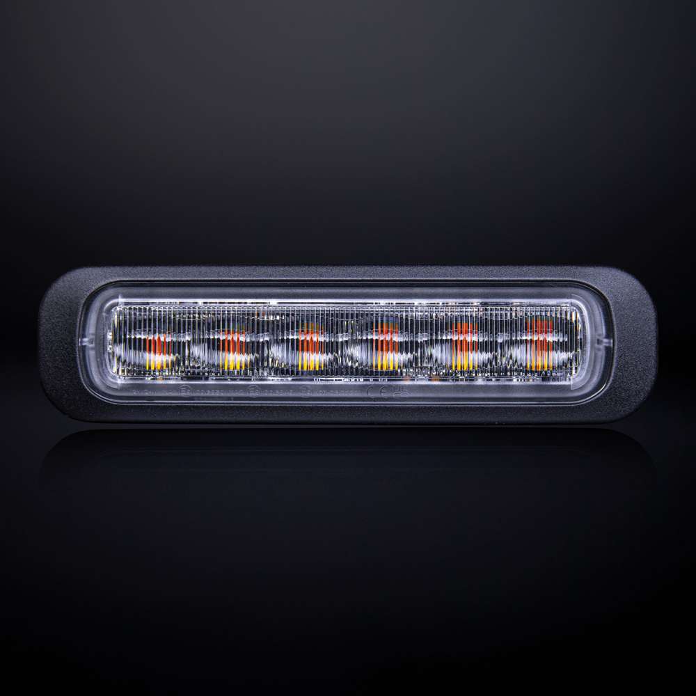 Dark Knight Directional Warning Light Amber 3 LED Clear Glass