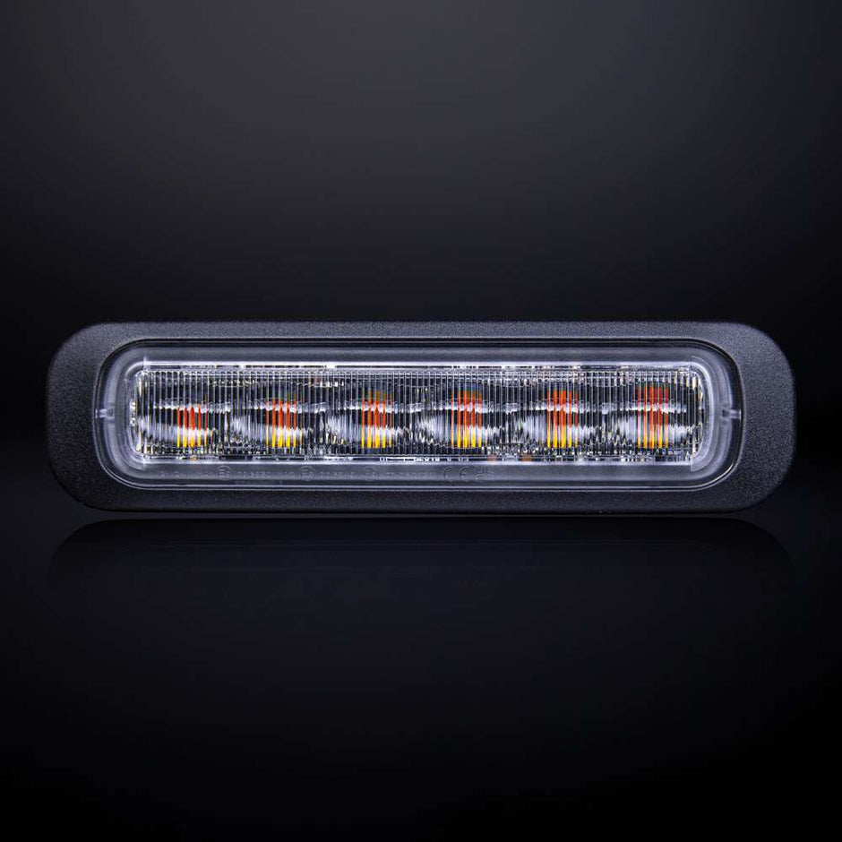 Dark Knight Directional Warning Light Amber 3 LED Clear Glass