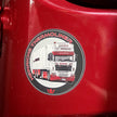 Aufkleber gezeichnet. Der weiße LKW von Frau Heinrichs als runden Sticker