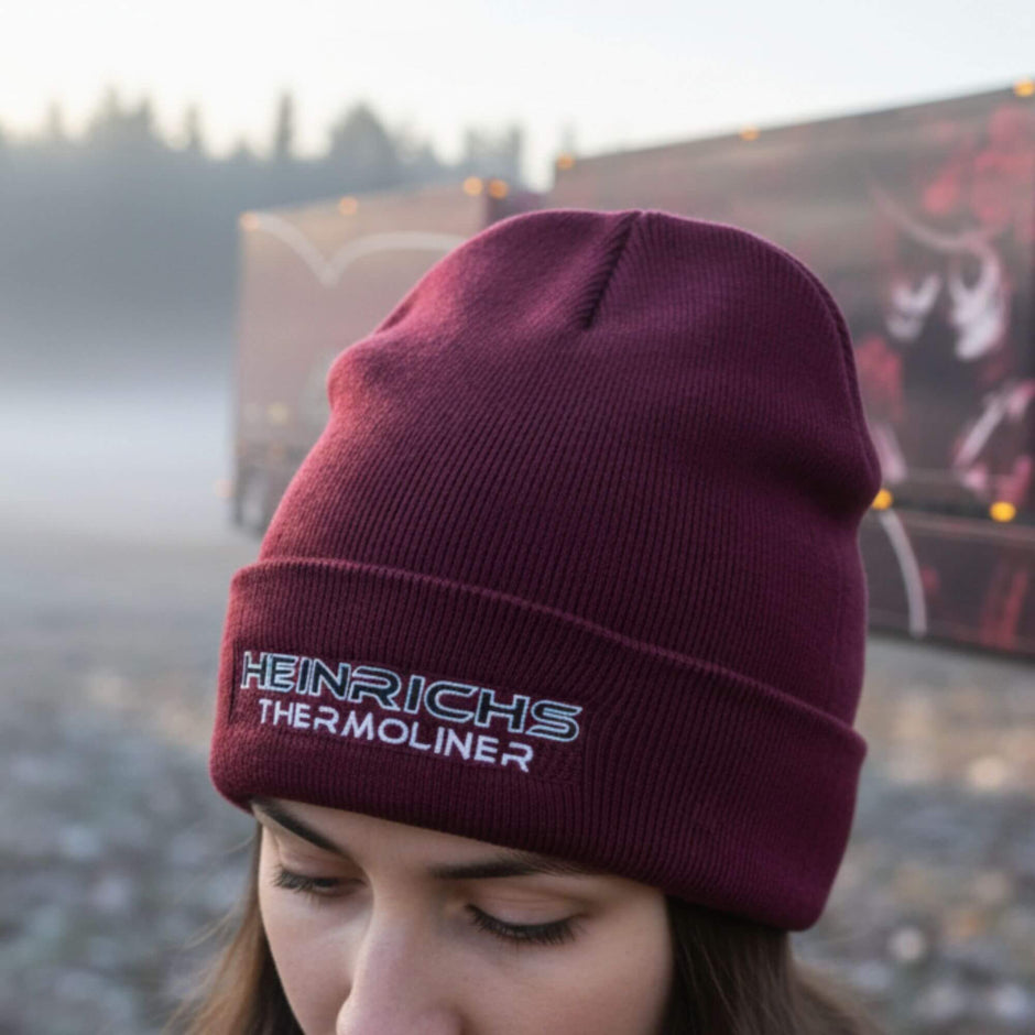 Heinrichs Thermoliner Wollmütze – Trucker Beanie schwarz/bordeaux/grau/weiß