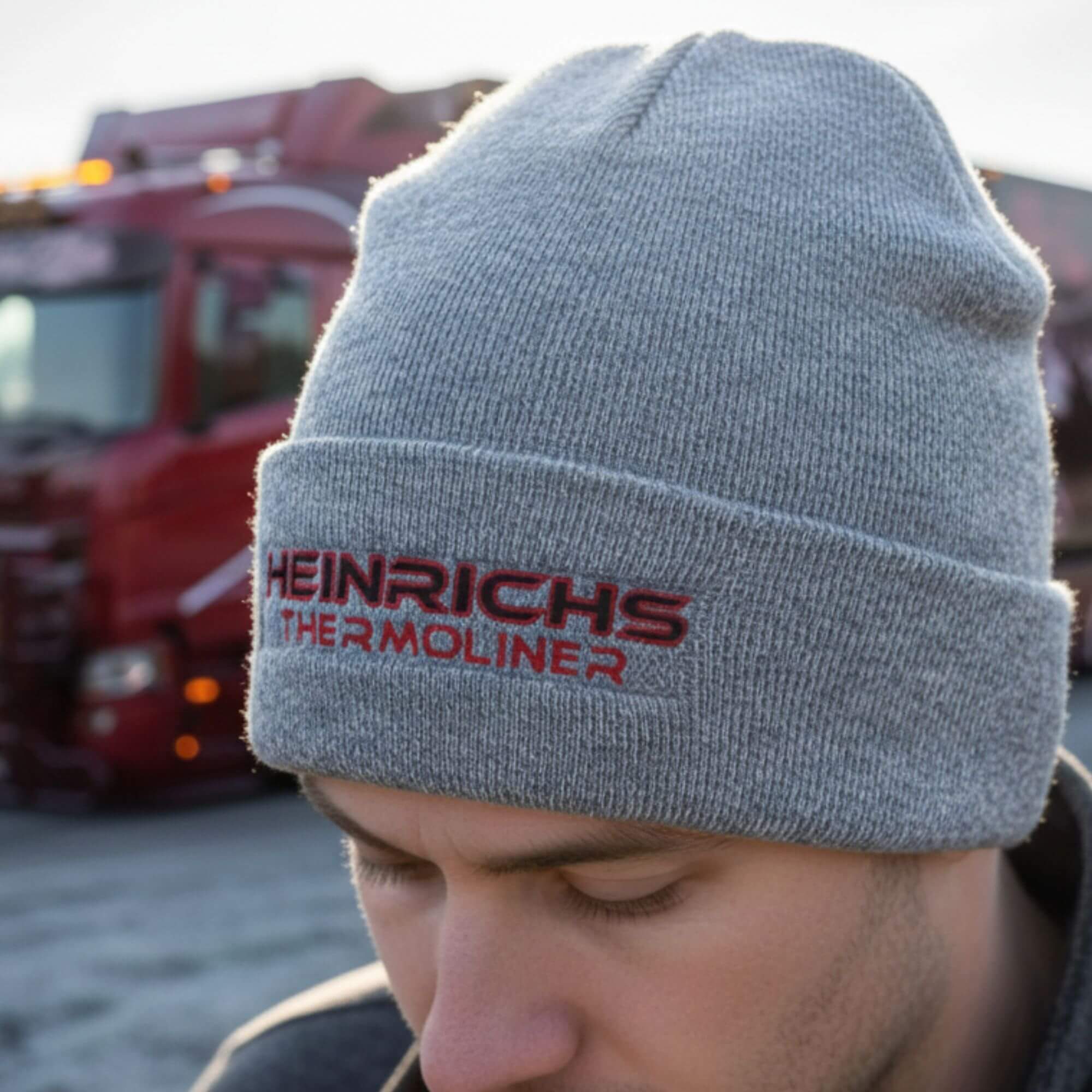 Heinrichs Thermoliner Wollmütze – Trucker Beanie schwarz/bordeaux/grau/weiß
