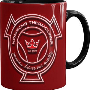 Bild zeigt Heinrichs Thermoliner Kaffeetasse mit Logo